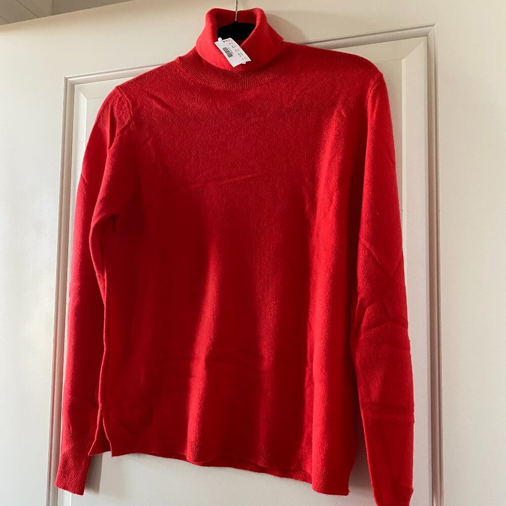 J. Crew 100% Cashmere Turtleneck Sweater Red Size Medium NWT $228